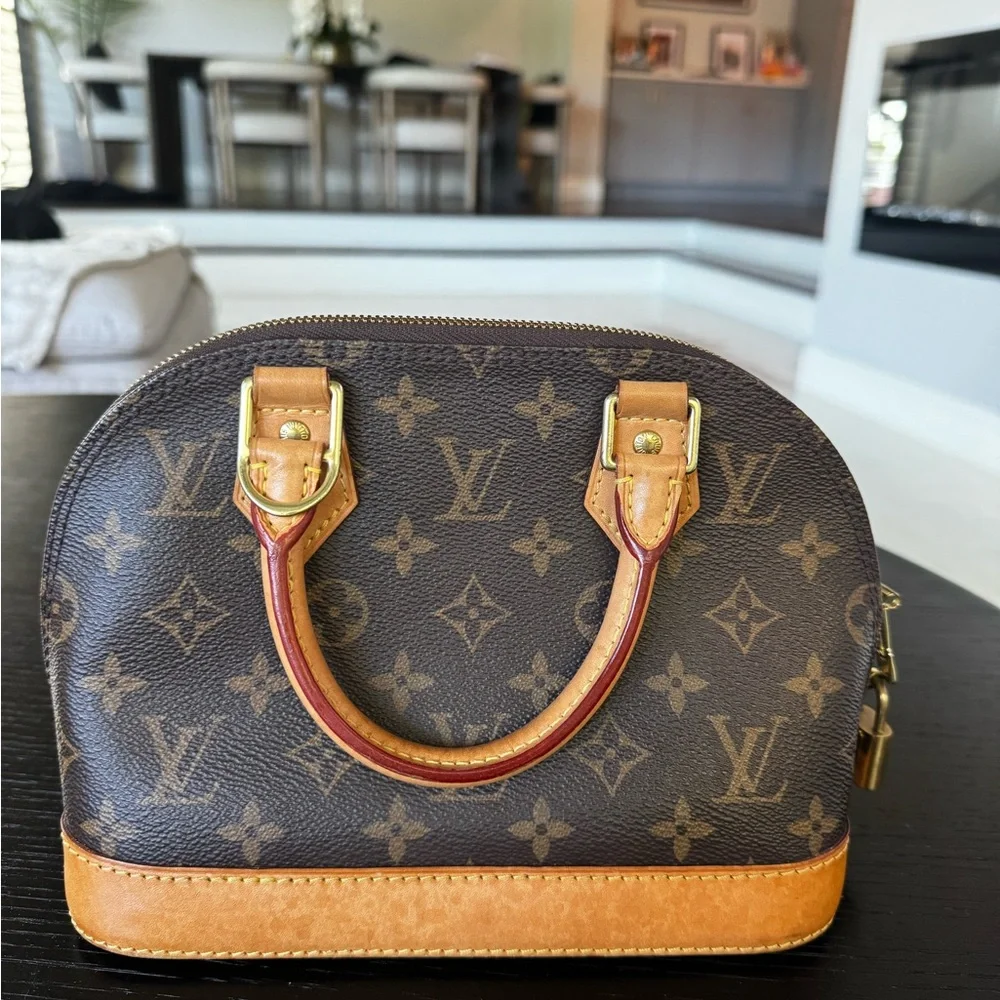 Louis Vuitton Monogram Mini Alma Satchel in Brown and Tan - Picture 3 of 9